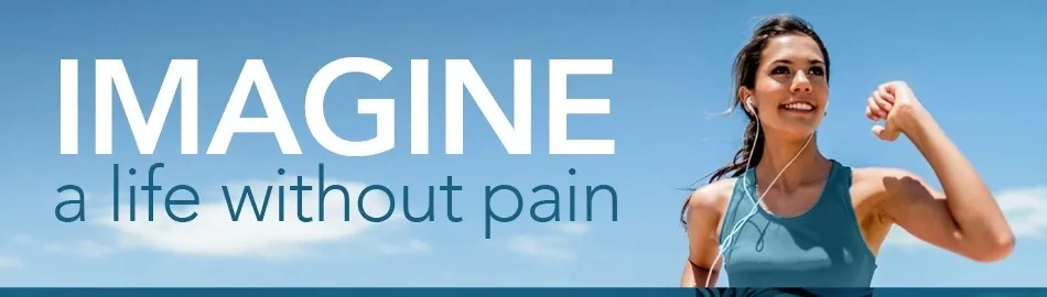 A blue sky with the words imagine it's about pain written in front of it.